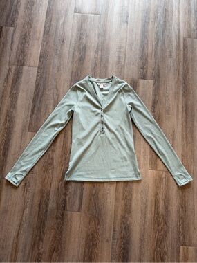 Athleta Ribbed Long Sleeve Henley Shirt Womens XS